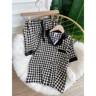 Bộ mặc nhà pyjama lụa kẻ ziczac