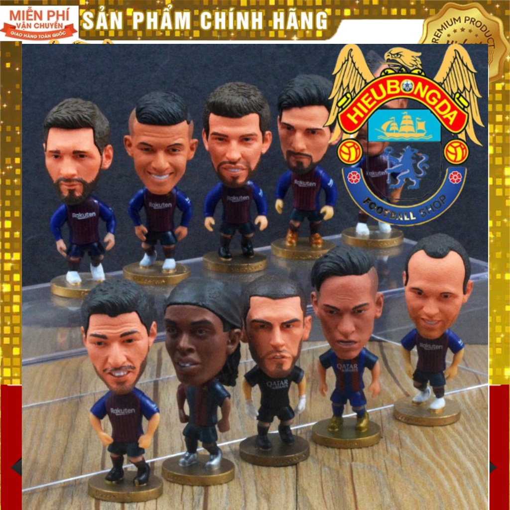 Tượng cầu thủ bóng đá Barca như Messi M10 Coutinho Suarez Ronaldinho Neymar Mbappe Pique Vidal Inies
