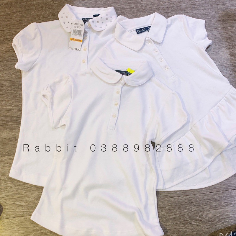 Áo polo trắng bé gái - RABBITSHOP