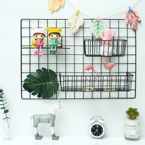 Khung Lưới Sắt Trang Trí Góc Học Tập, Phòng Ngủ, Quán Cà Phê, Decor Treo Tường Cực Đẹp (Tặng Kèm Đinh Treo)