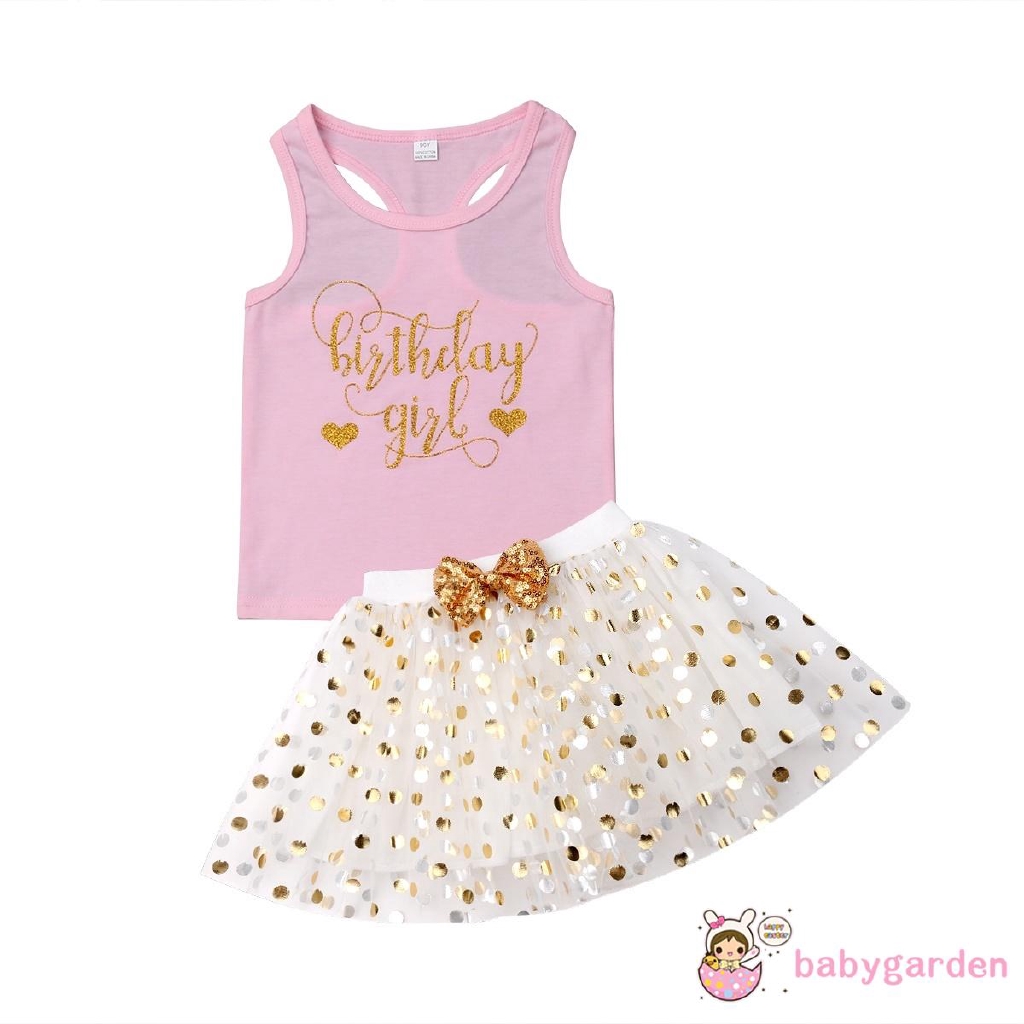 Bộ áo váy sinh nhật bằng cotton dễ thương cho bé gái