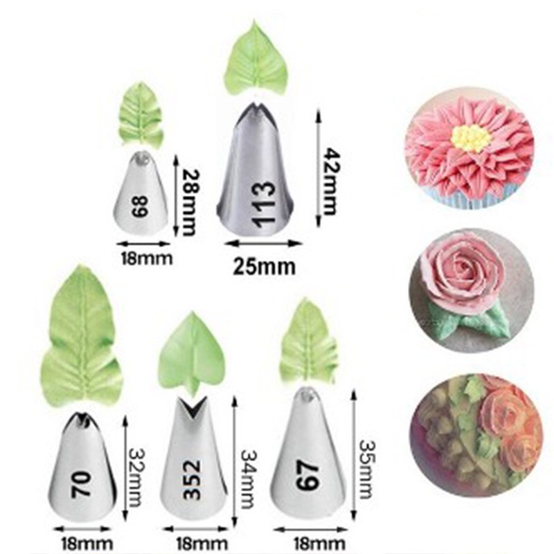 Bộ Đui lá/ Đui  bắt kem tạo hình lá cây bằng thép đúc liền khối cao cấp không gỉ inox 304