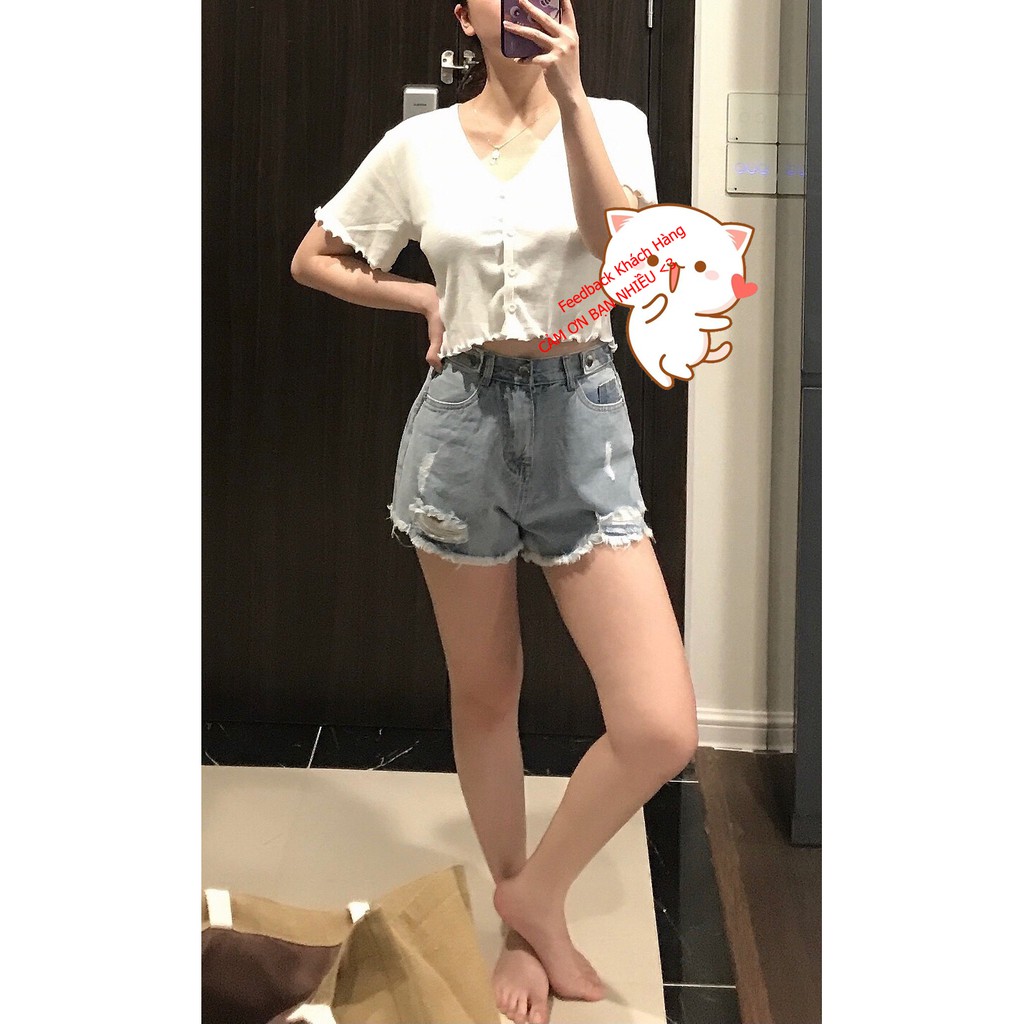 Quần Short Jeans Nữ Rách Nhẹ 2 Bên Cá Tính | Ảnh Thật | Quần Đùi jean Nữ OZ475 | BigBuy360 - bigbuy360.vn