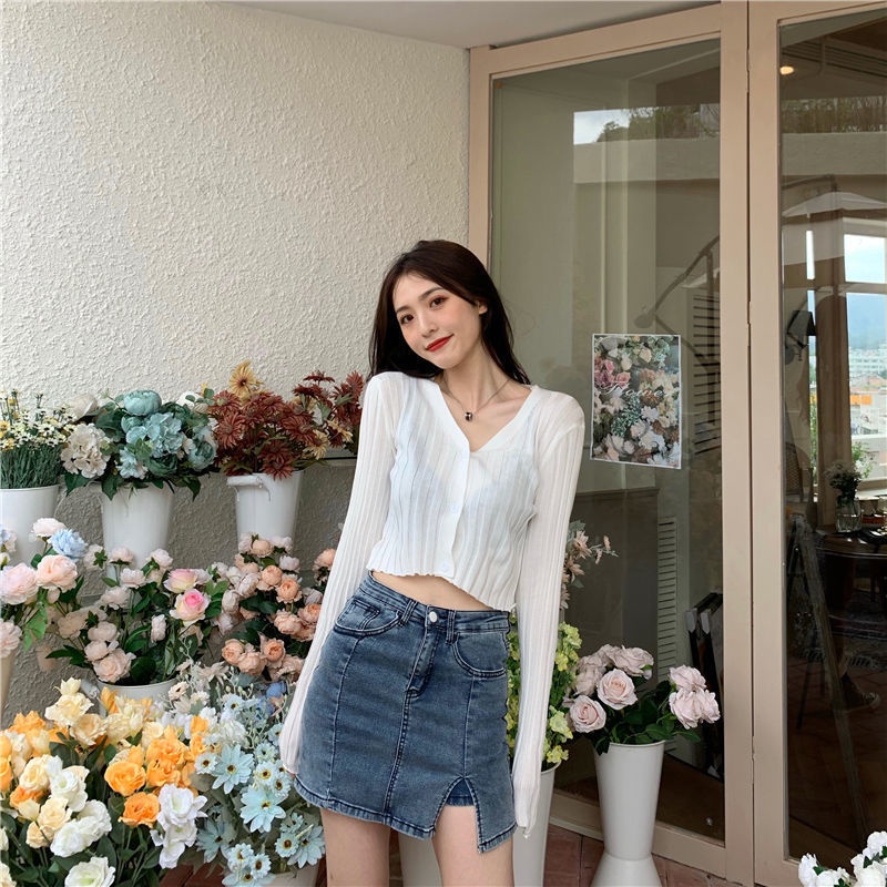 Áo Khoác cardigan Vải Dệt Kim Mỏng Dáng Ngắn 2022 JL-TX-198