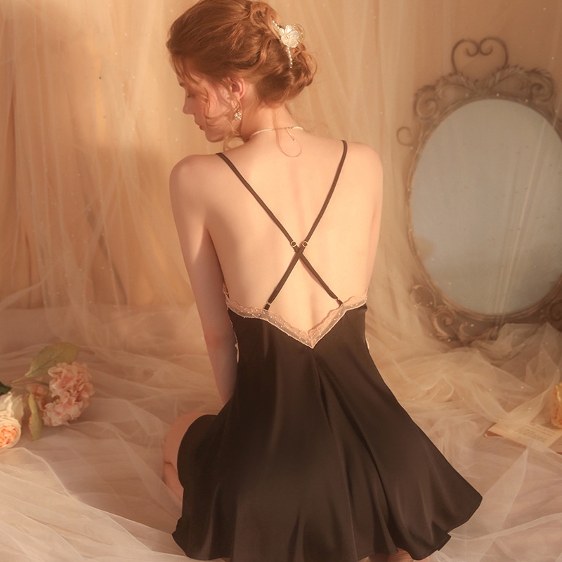 Váy Ngủ Lụa 2 Dây Cúc Lụa Cao Cấp Đầm Ngủ Lụa Satin Nữ Đẹp Gợi Cảm BS-1854