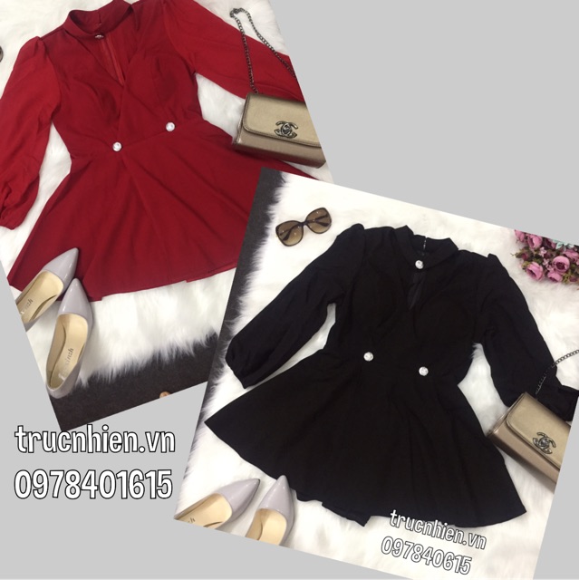 Đầm xèo tay voan cổ choker- hàng cao cấp