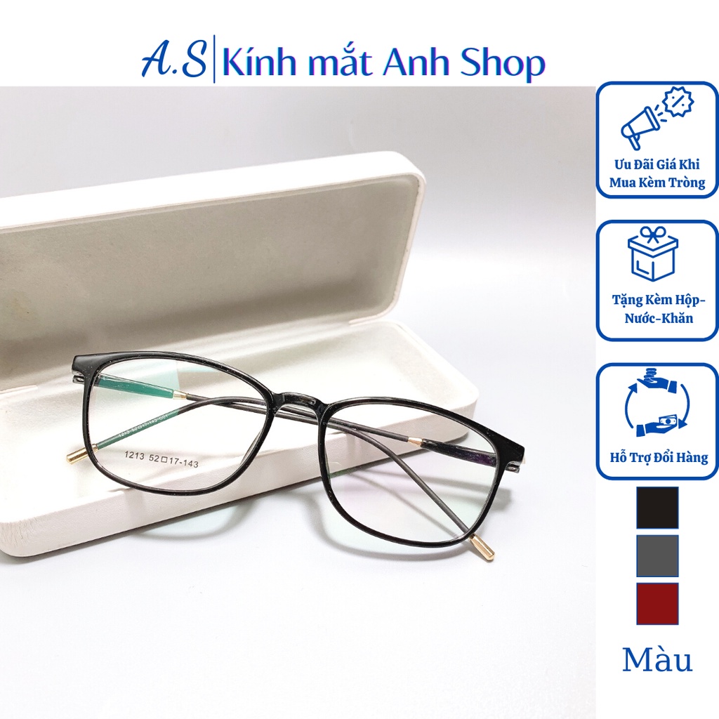 Gọng kính nhựa dẻo kiểu tròn bầu nam nữ chất liệu nhựa dẻo nhận cắt mắt cận viễn loạn 1213