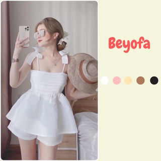 Set đồ nữ áo 2 dây nơ xếp ly dáng xòe kèm quần short - Bộ babydoll trợn kèm quần đùi vải đũi xốp