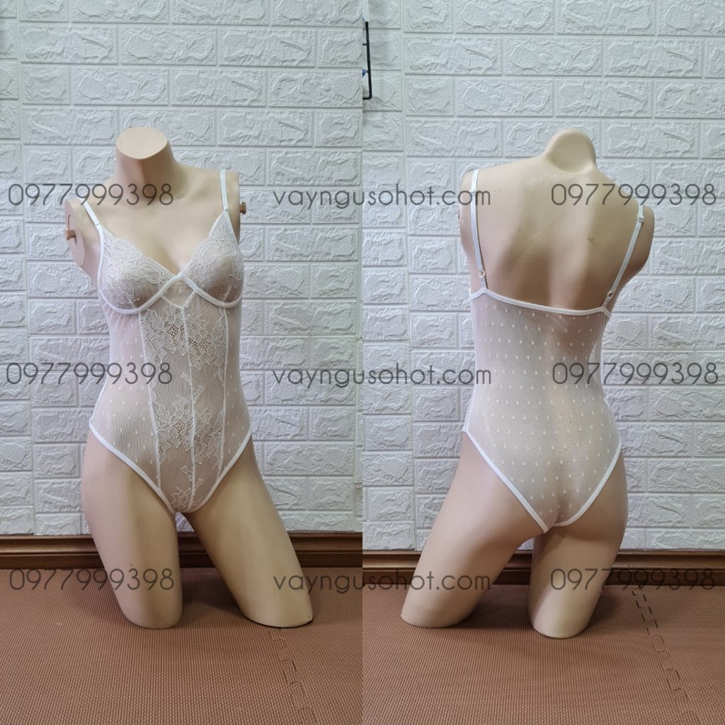 ( ảnh thật tự chụp ) bodysuit ren hoa trắng lưng chấm bi sexy | BigBuy360 - bigbuy360.vn