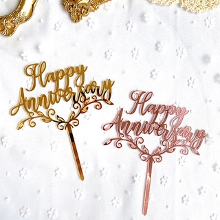 Phụ kiện chữ Happy Anniversary trang trí mặt bánh kem thủ công