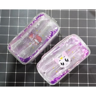 Hộp bút kim tuyến size to in hình mèo cáo HB208 hộp bút dễ thương
