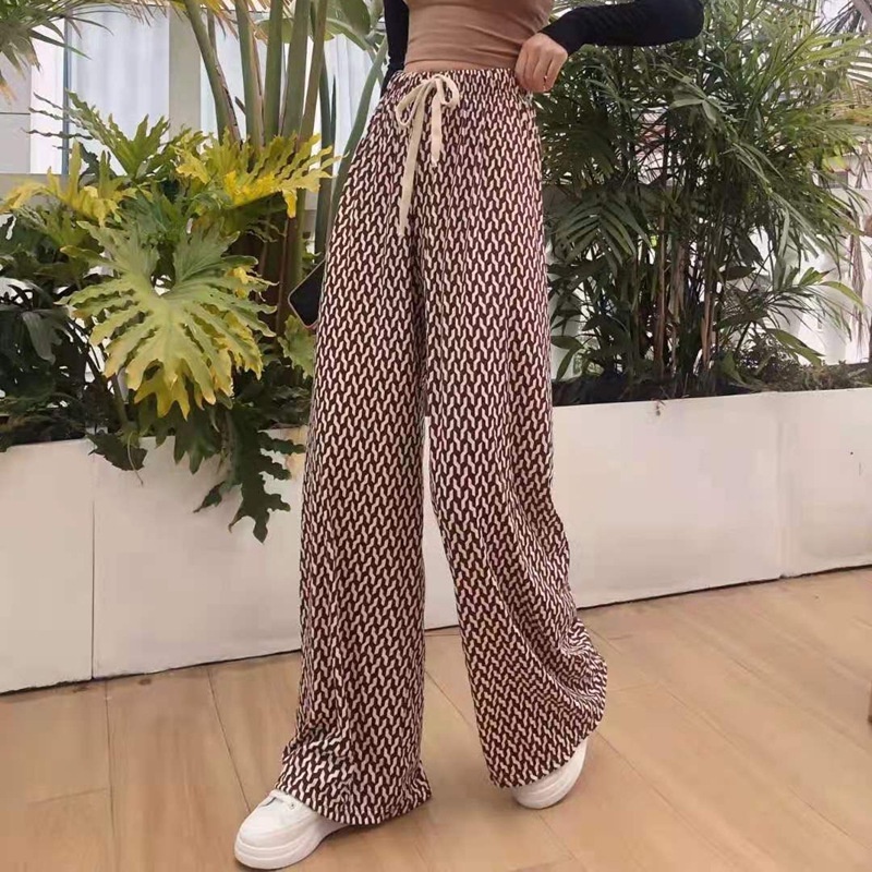 Quần sọc lụa rộng , vật liệu spandex