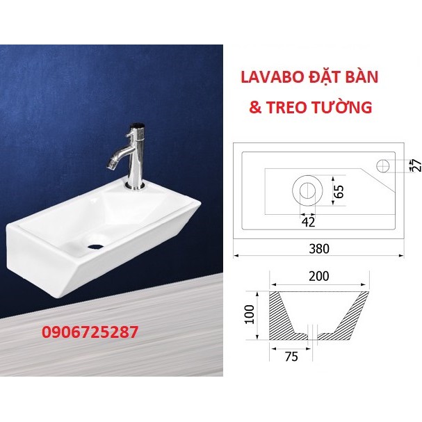 Lavabo vuông, châụ rửa mặt siêu nhỏ, dùng cho không gian chật hẹp