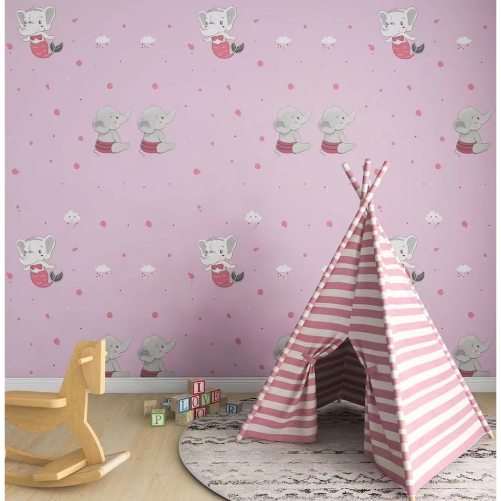 1 mét decal dán tường VOI CON khổ rộng 45cm( nhiều màu)