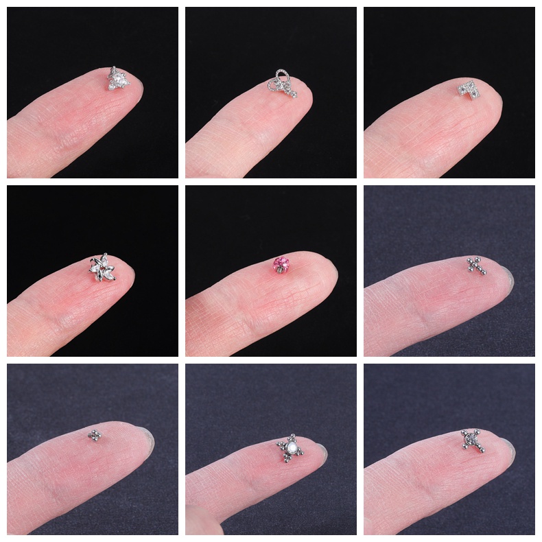1 Khuyên Xỏ Cơ Thể Hình Hoa Đính Đá Opal Bằng Thép Không Gỉ Trang Sức Cơ Thể