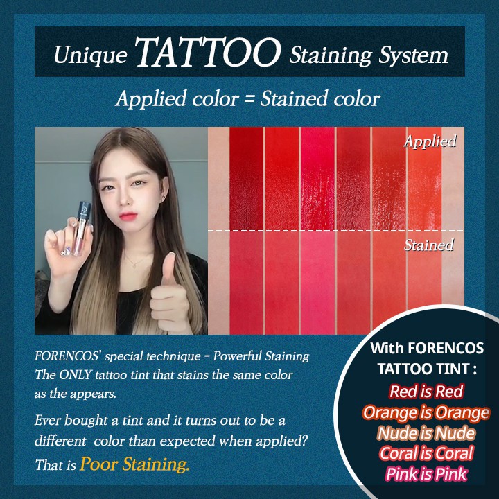 (Hàng Mới Về) FORENCOS Lip Tattoo Mattoo Tint Matte 4g