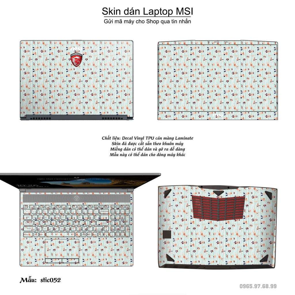 Skin dán Laptop MSI in hình Hoa văn sticker _nhiều mẫu 9 (inbox mã máy cho Shop)