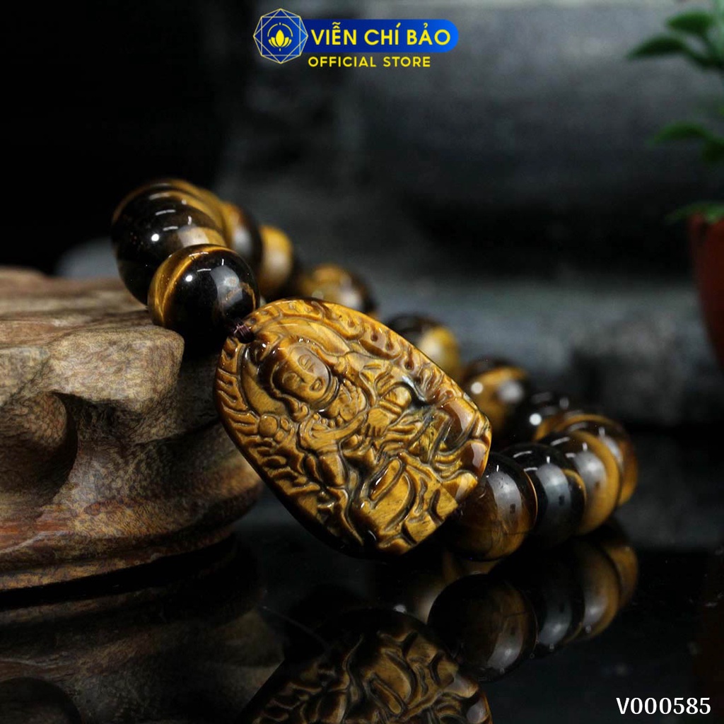 Vòng tay phong thủy đá mix mặt phật vàng 10mm thời trang phụ kiện trang sức Viễn Chí Bảo V000585