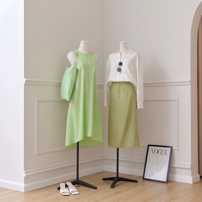 Nosbyn - Đầm Cotton Không Tay Dài Qua Gối