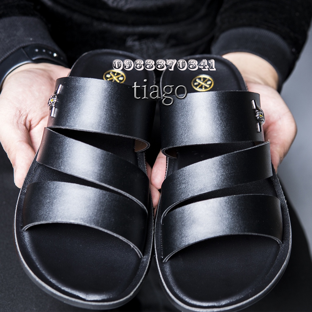 Dép da nam da thật ⚡FRESHIP⚡ đế cao su khâu siêu bền, thiết kế sandal quai hậu tiện lợi sang trọng trẻ trung