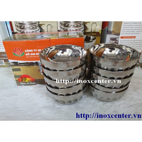 Chén, tô xoắn inox cách nhiệt Hoàng Gia bộ 10 cái