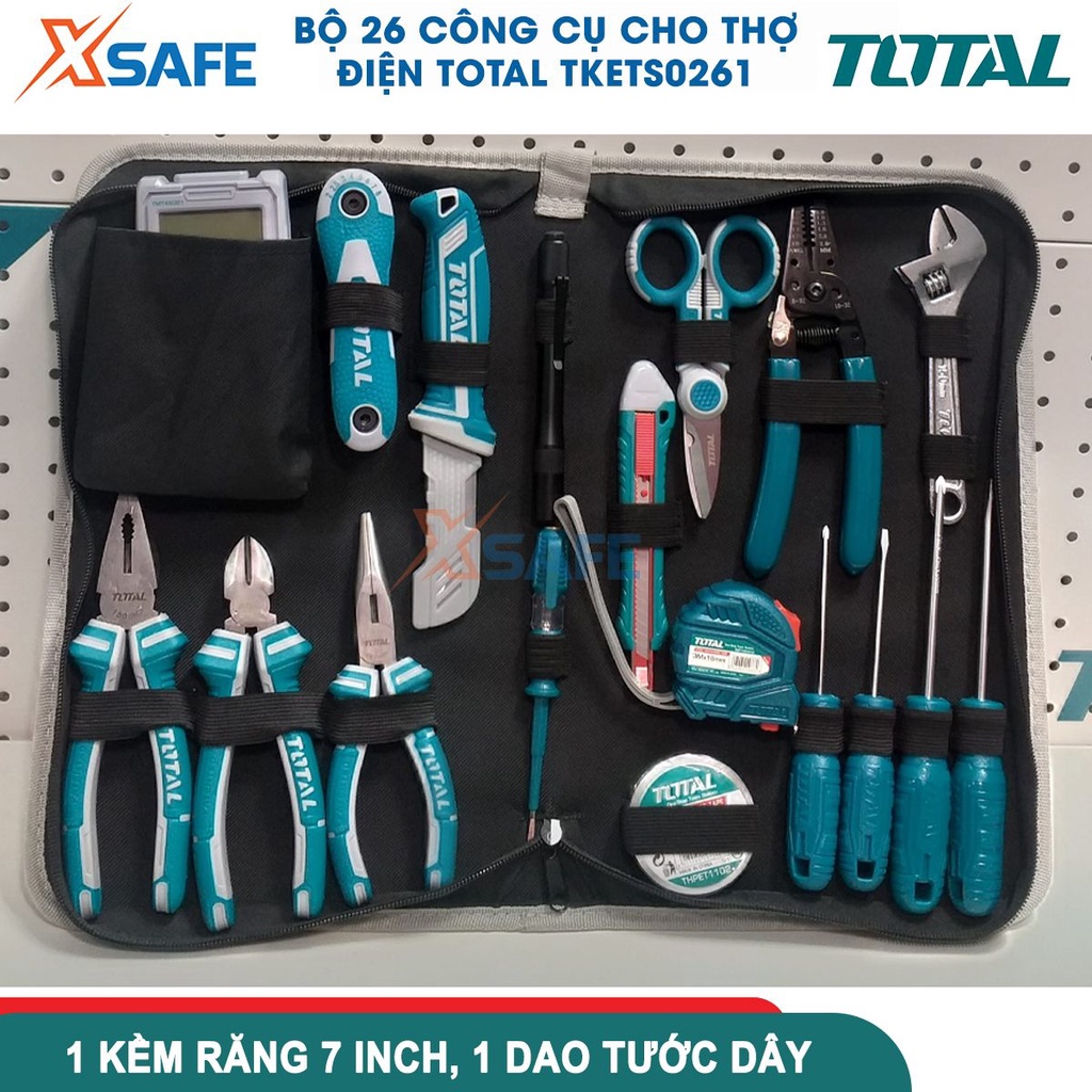 Bộ 26 công cụ dùng cho thợ điện TOTAL TKETS0261 tiện lợi, hỗ trợ tốt cho công việc sửa chữa, kiểm tra, thiết lập điện