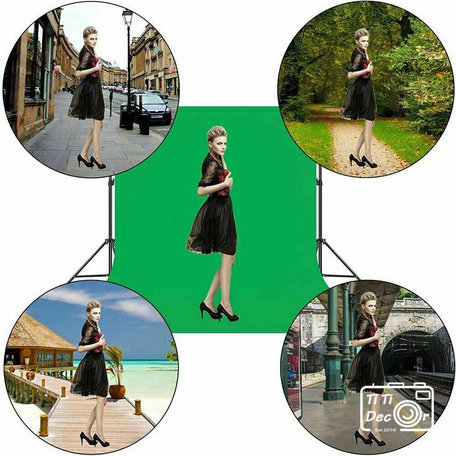 Phông vải tách nền xanh studio lá đã may ghép, phông nền chụp ảnh, quay phim TiTiDecor