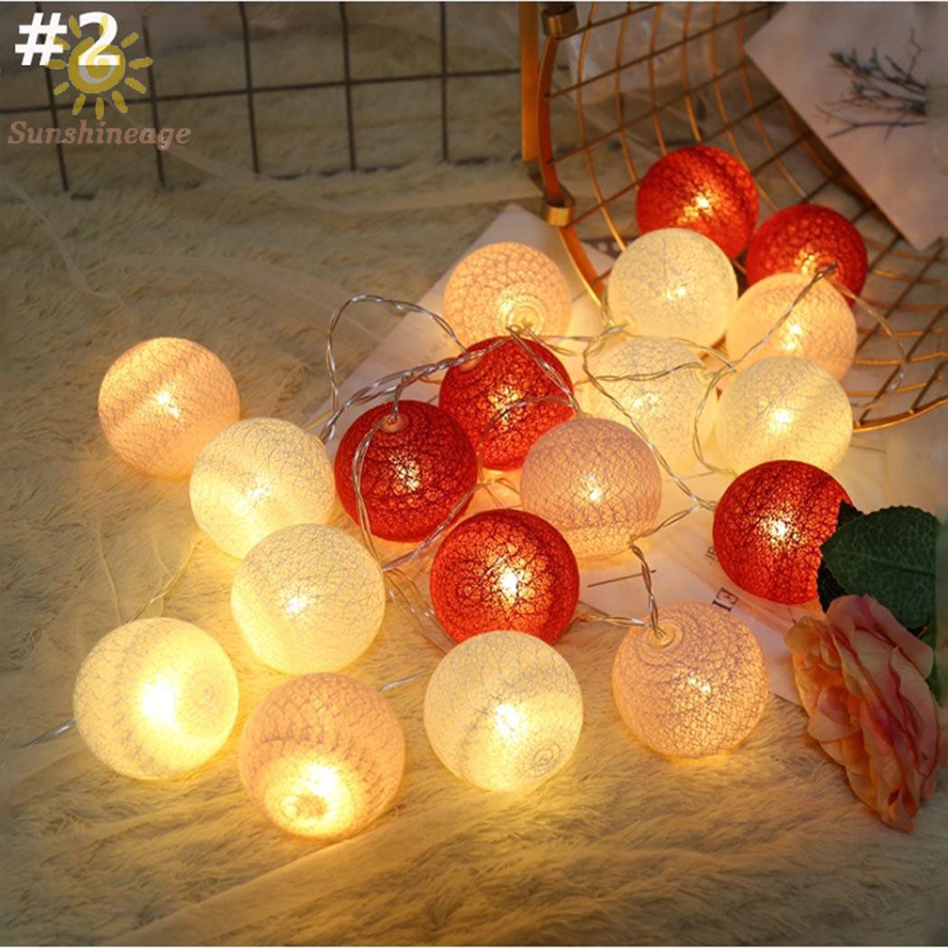 Dây Đèn Led 10 Bóng Hình Quả Cầu Cotton Trang Trí Phòng Ngủ / Tiệc Cưới