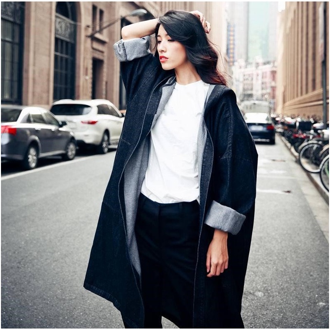 Áo khoác măng tô blazer dài