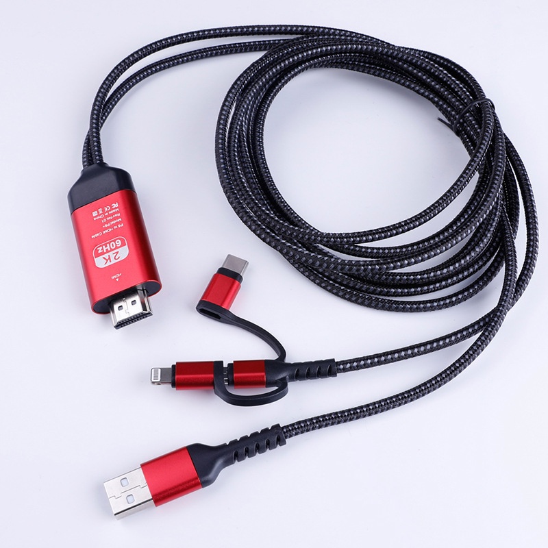 Combo cáp chuyển đổi type C qua HDMI-VGA và Cáp sạc 3in1 Lightning-Micro-TypeC đa năng sạc nhanh