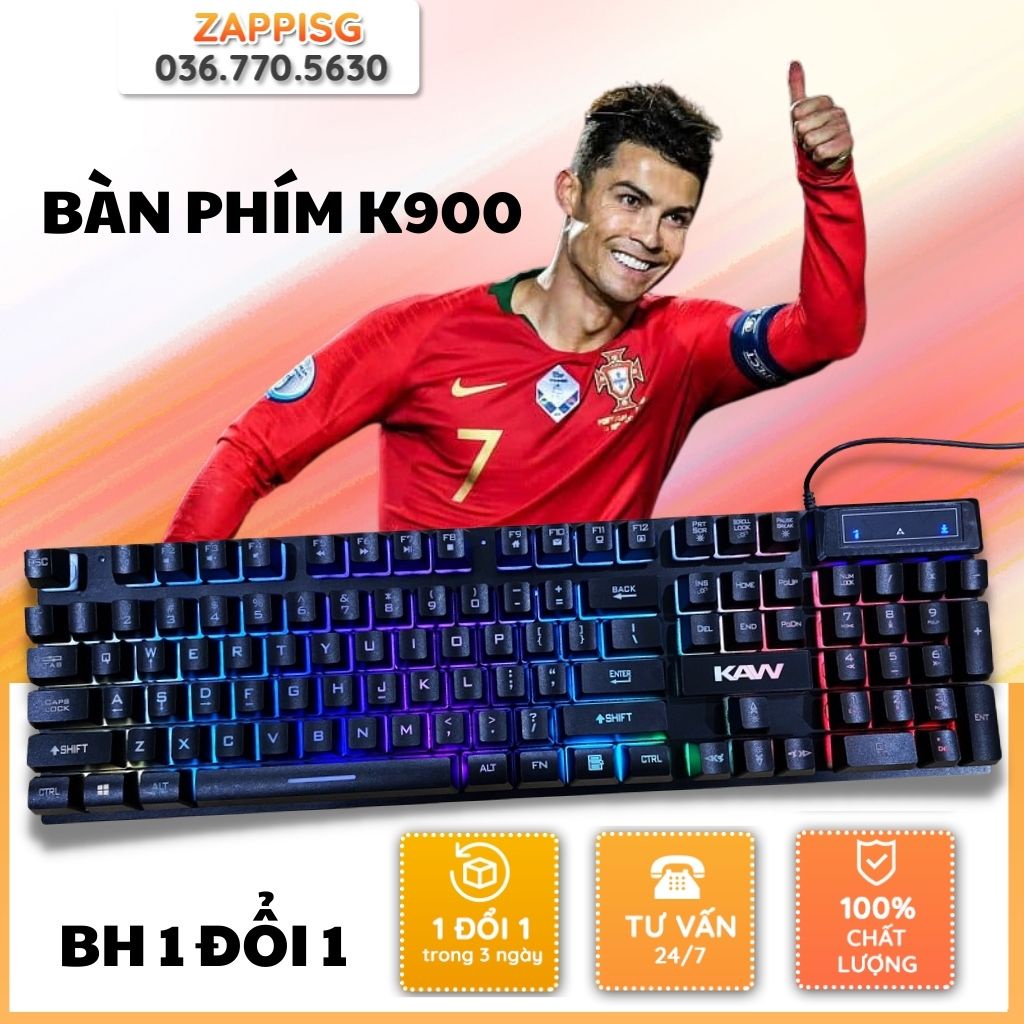 Bàn phím máy tính K900 KAW, giả cơ thế hệ mới, led đổi màu đẹp mắt bảo hành 1 đổi 1 toàn quốc