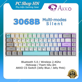 Bàn phím cơ AKKO 3068B Multi-modes Silent (Bluetooth 5.0 / Wireless 2.4Ghz / Hotswap / Fo