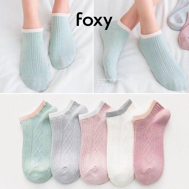 Tất Nữ Cotton Cổ Ngắn Dệt Kim Cương Vớ Nữ Nhiều Màu Basic Foxy - FOS014