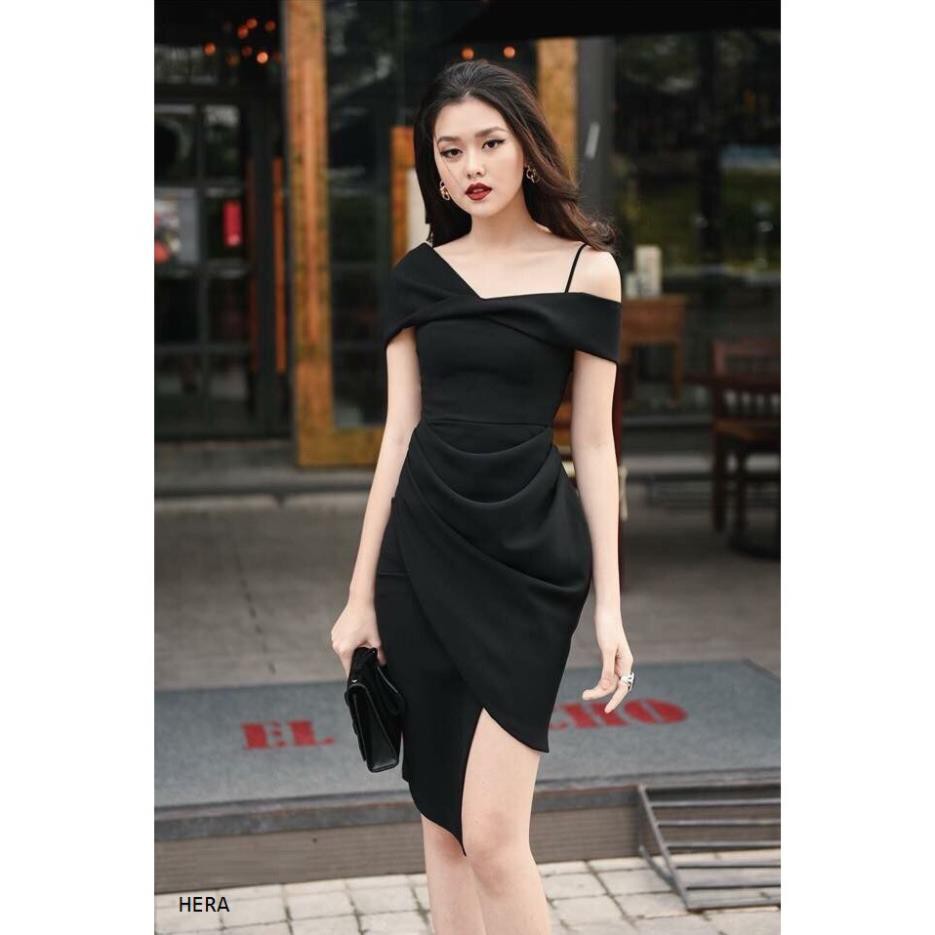 [SALE LỖ] Đầm dự tiệc Hera dress - Đầm body vạt xéo nhún bèo hàng thiết kế 👗 *