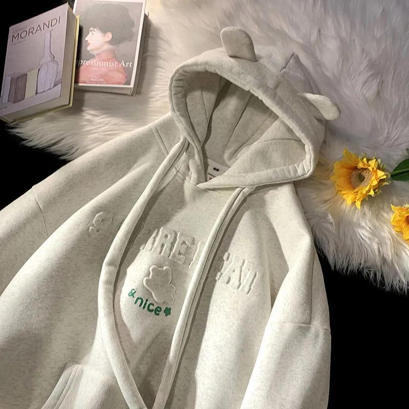 Áo Hoodie Dáng Rộng Phong Cách Hàn Quốc Dễ Thương Thời Trang Xuân Thu Cho Nữ