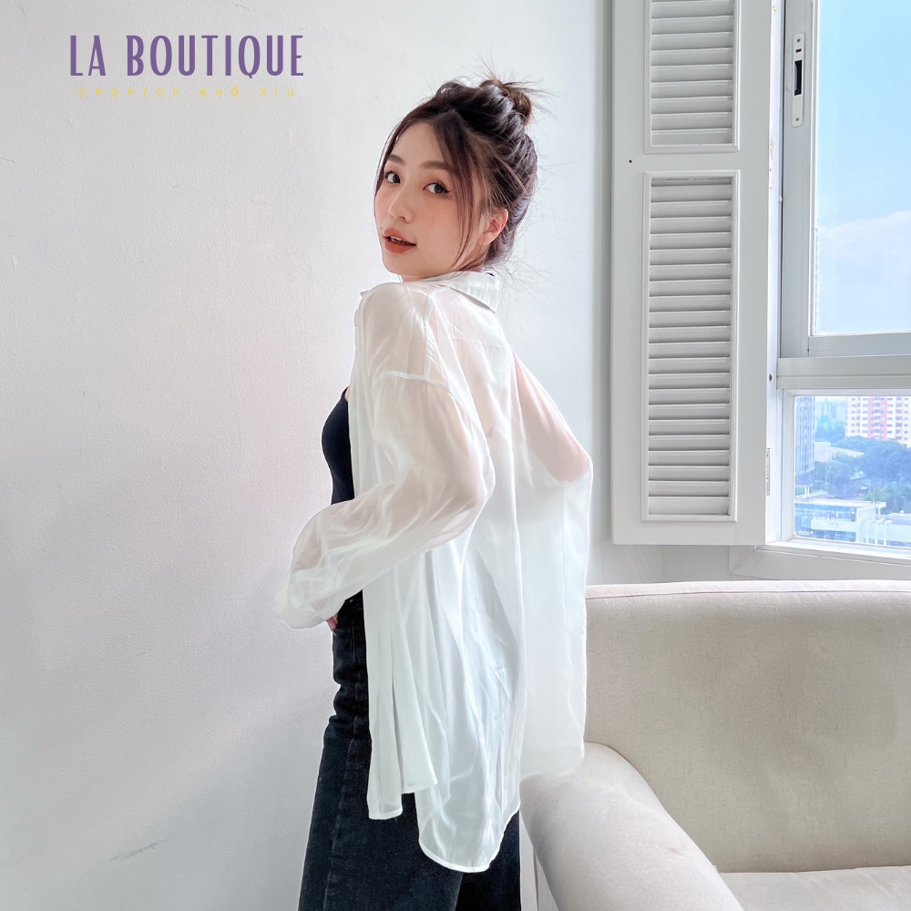 Áo sơ mi trắng xuyên thấu oversize form rộng LA BOUTIQUE | BigBuy360 - bigbuy360.vn