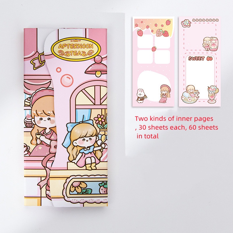 Sổ Tay Ghi Chú Từ Tính Họa Tiết Trái Tim Cô Gái Dễ Thương