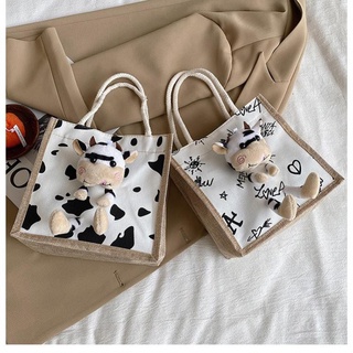 Túi Cói Bò Sữa🍀FREESHIP🍀Túi Xách Nữ Họa Tiết Bò Sữa Mẫu Mới 2021
