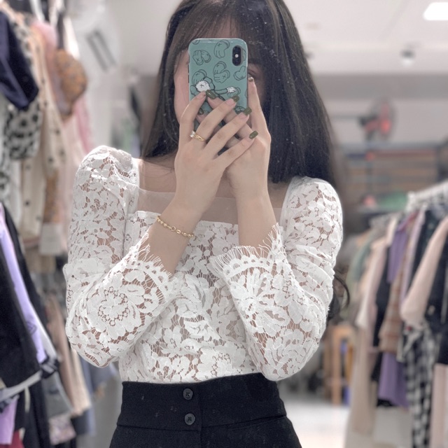 Áo ren + Quần loe 2 nút cạp siêu cao