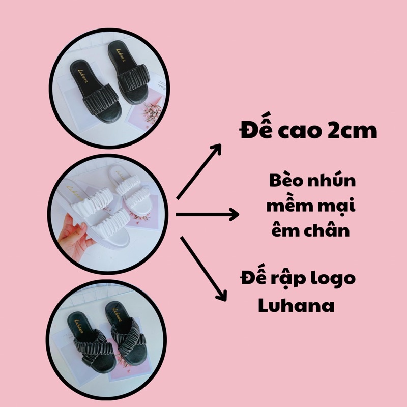 (Ảnh thật chủ shop) Dép bánh mì quai chéo nhún bèo Luhana phong cách ulzzang thời trang