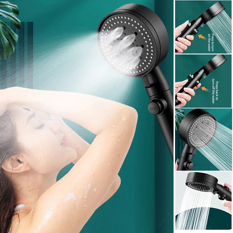 Đầu Vòi Hoa Sen Áp Suất Cao Điều Chỉnh Được 5 Chế Độ Tiết Kiệm Nước Kèm Giá Đỡ Cho Phòng Tắm