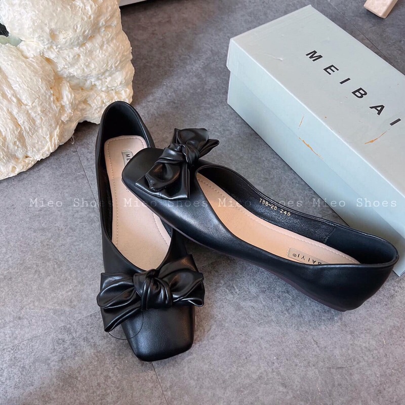 Bệt mũi vuông nơ Mieo shoes ( B448 B449 )
