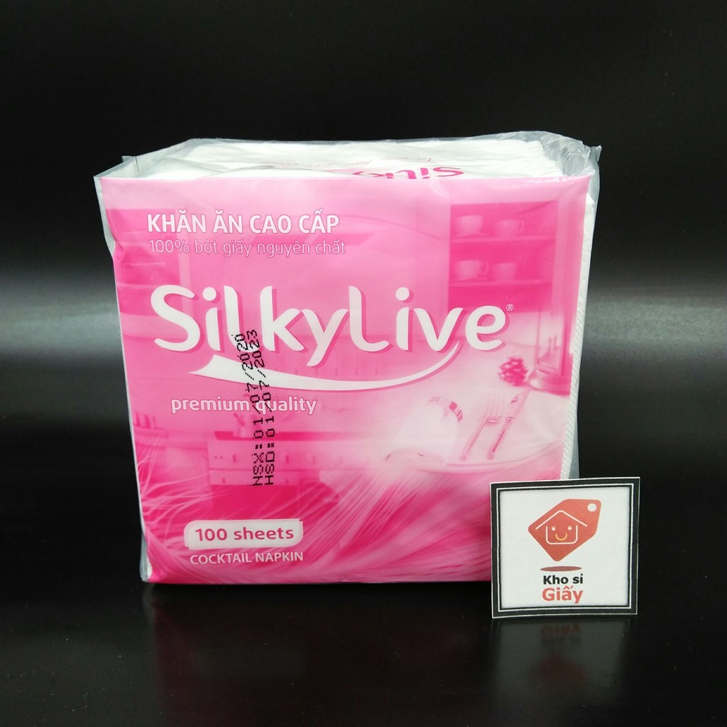 COMBO 4 GIẤY ĂN VUÔNG BỊCH NHỎ SILKY LIVE 100 TỜ