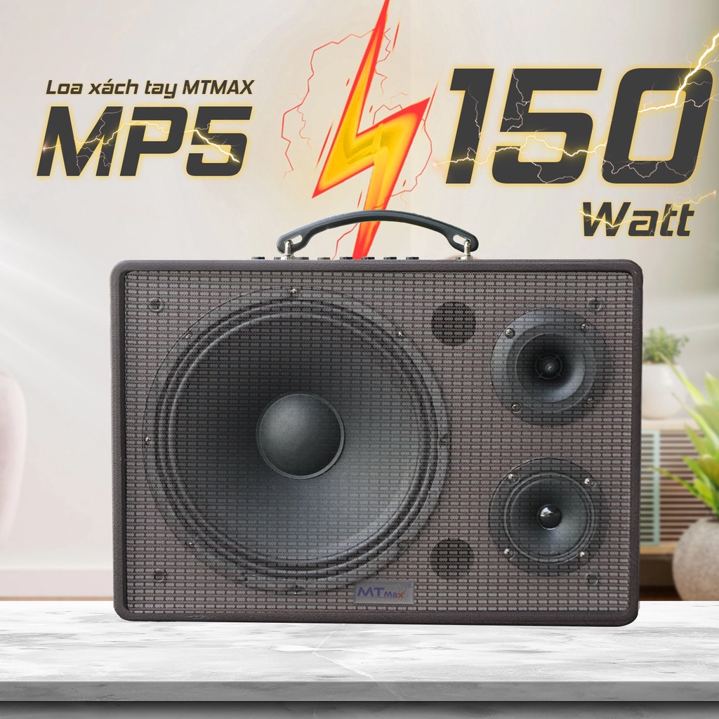 Loa kéo xách tay MTMAX MP5 du lịch ngoại hình sang trọng 3 đường tiếng đầy đủ Echo, Delay, Reverb tặng kèm 2 micro