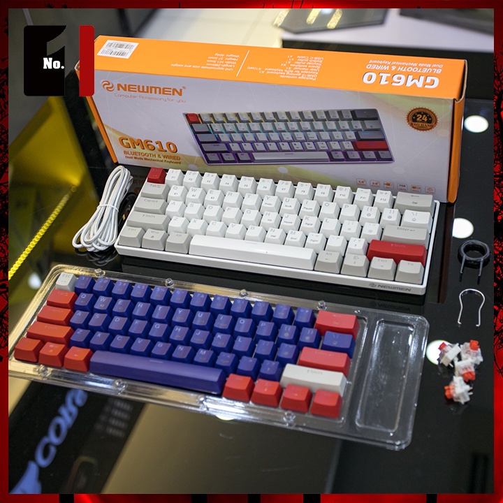 Bàn Phím Cơ Keycap Xuyên Led Gaming Bluetooth Máy Tính Newmen GM610 Màu Trắng Led RGB Bàn Phím Không Dây Laptop Pc