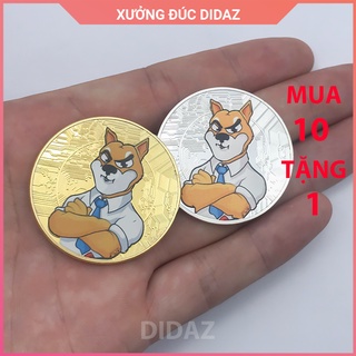 Đồng Xu Shiba Inu coin SHIB, Bitcoin mạ vàng, bạc 24k làm đồ lưu niệm,trang trí,sưu tầm, quà tặng SHIB01