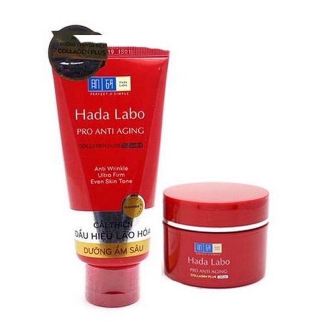 Combo Sữa Rửa Mặt 80g Và Kem Dưỡng Chuyên Biệt Chống Lão Hóa Hada Labo 50g