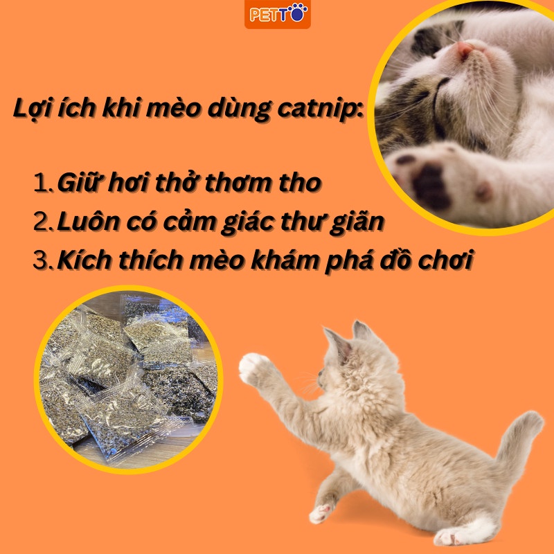 CATNIP - Cỏ bạc hà cho mèo đồ chơi giúp mèo giảm stress hiệu quả túi 1g GFC04_1G