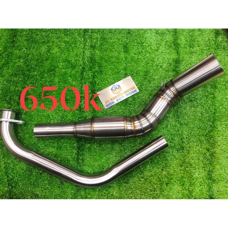 Cổ pô kiểu dáng wrx bầu hơi tổ ong 2 khúc titan inox 304. ex150 ex gsx150 ex155 winner r15 fz150i fz155 xsr tfx mt15