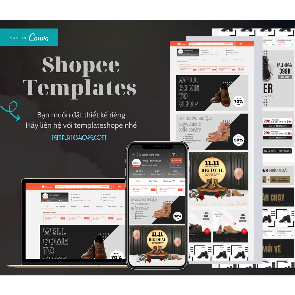Template Shopee instagram facebook trang trí shop ngành giày dép nam